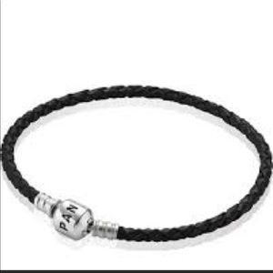 Authentic PANDORA Black Leather Starter Bracelet